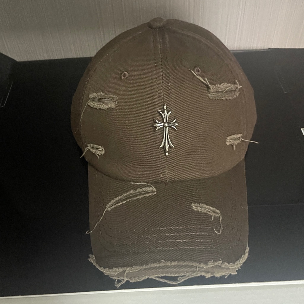 Chrome Hearts Frayed Brown Baseball Cap
